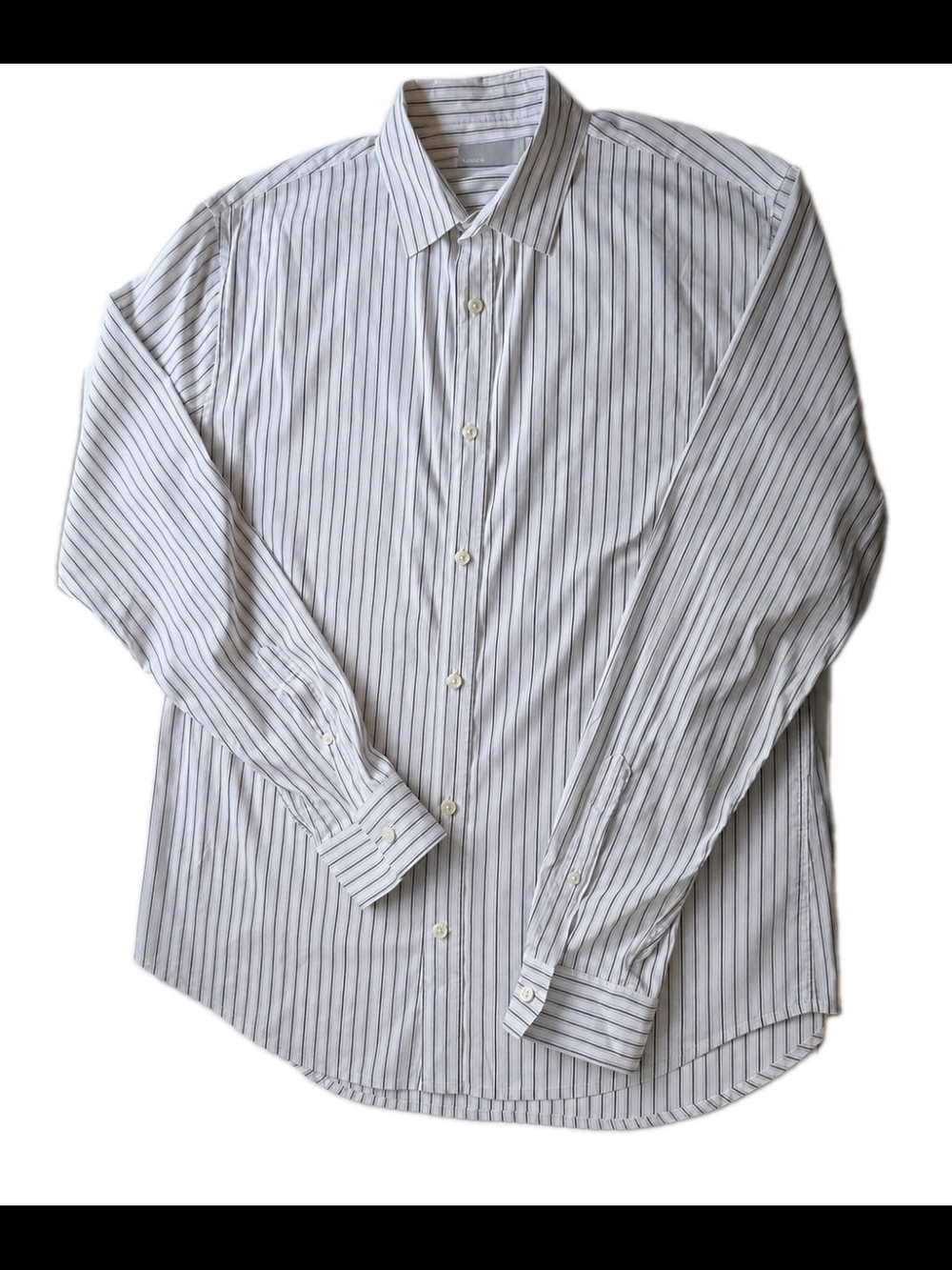 Vince White & Brown Striped Button Front Dress Shirt | Men's Medium